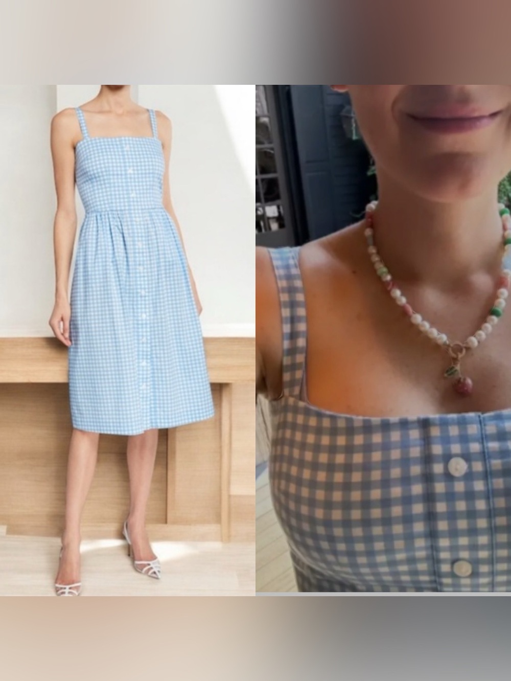 HVN Blue Laura Gingham Sundress with Button Front ASO Blake Lively 8